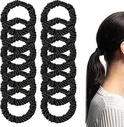 12PCS Black Skinny Scrunchies Set, Satin Silk Stretchy Hair Ties, Small Hair Bands No Damage, Ponytail Holders Hair Accessories for Thin/Thick Curly Long Fine Hair