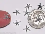 2pc miniature dollhouse tiny little Slver crystal Starfish Ocean flat backs 6mm