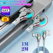 Double Elbow Rotating Fast Charging Data Cord Type-C Cable For iPhone Samsung