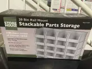 20 Bin Rail Mount Stackable Parts Storage