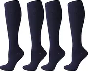 QiFon Compression Socks for Men and Women, 2/4/6 Pairs 20-25mmHg Knee Socks for Sports, Athletics, Edema, Diabetics, Varicose Veins, Travel, Pregnancy, Breastfeeding, 2 pairs, Large