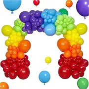 Lumjoy Rainbow Balloons 132pcs 5 12 18 Inch 6 Mixed Assorted colors Decorative Latex Helium Party Balloons for Birthday Baby Shower Wedding Engagement Graduation Festival Arch Garland Decorations