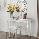 Mirrored Console Table Diamond Silver Vanity Desk Living Room Hallway Furniture