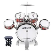 M SANMERSEN Toddler Drum Kit Kids Toy Jazz Drum Set 5 Drums with Stool Mini Band