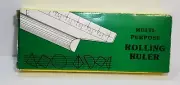 Plastic Multi Purpose Rolling 6" Ruler in box draw quadrants crosshatching vtg