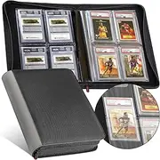 PREZA The Original Slab Binder - Graded Card Storage Binder - Holds 32 Graded Cards - Premium Trading Card Binder with Graded Card Sleeves (Black)