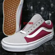 VANS OLD SKOOL WOMEN'S SIZE 5.5 DRIZZLE SANGRIA GREY BURGUNDY SKATE SHOES