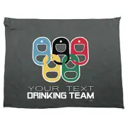 Your Text Drinking Team Rings Personalised - Funny Novelty Gym Sports Towel Gift