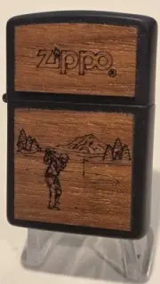 PROTOTYPE Real Wood GOLFER Golfing Vintage Zippo Lighter Golf Unfired RARE Mint