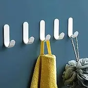 QMAHA Pack of 12 Adhesive Hooks, Self-Adhesive Wall Hooks, Stainless Steel Towel Hooks, No Drilling, Wardrobe Hooks, Self-Adhesive Hooks for Self-Gluing, Towel Holder, Hooks for Bathroom and Kitchen