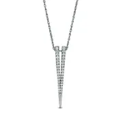 Lab-Created White Sapphire Deep "V" Pendant in Sterling Silver