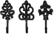 8” Set of 3 Decorative Wall Hooks|Decorative Hooks for Hanging as Rustic Coat Hooks,Rustic Towel Rack,Farmhouse Towel Rack, Coat Hanger Wall Mount or Dog Leash Hooks for Wall|Fleur De Lis Rustic Hooks