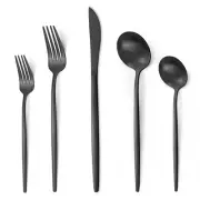 20 Pieces Silverware Set，Matte Black Stainless Steel Flatware Cutlery Set Ser...