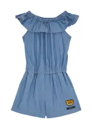 Moschino Kids Logo-embroidered Chambray Playsuit (4-8 Years) - Blue - 04YR (4 Years) 04YR (4 years)