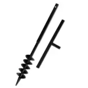 Ground Drill with Handle Auger Bit 100mm Double Spirals Steel Black