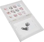Infant Growth Frame Baby Commemorative PVC Baby Photo Frame Newborn Shower Hand Footprint Kit White