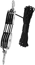 Rope Pane Leans Lift Heavy Objects with A Metal Bearing, Portable Compact Block And Tackle Rope Disc System, 4 Wheel Black Rope, 20m Rope