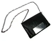 Whiting & Davis Black Mesh Crossbody Purse with Removable Chain