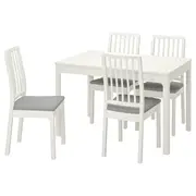 EKEDALEN / EKEDALEN table and 4 chairs, white/Orrsta light grey, 120/180 cm