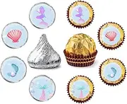 Mermaid Round Candy Sticker -Under The Sea Party Baby Shower or Birthday Favors Sticker Labels Fit Chocolate Candy ( 160 Pieces）