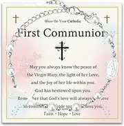 [DOA] Christening Gifts for Girls, Catholic Cross Confirmation Gifts for Girls, Pearl Christening Gift for Women