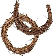 Cabilock 2pcs Rattan Wreath Ring for DIY Craft Moon Sun Shape Wreath Hoops Natural Vine Branch Frame for Home Decoration Rustic Style Suitable for Easter Thanksgiving Christmas Weddings