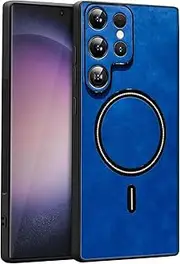 Designed for Samsung S23 Ultra Case, Case for Samsung S23 Ultra Cases with Leather Quality & Full Lens,Screen & Camera Protection (Blue)