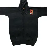 MEN HANDMADE ANDEAN ALPACA SOLID DARK GRAY ZIP HOODIE SWEATER SZ L