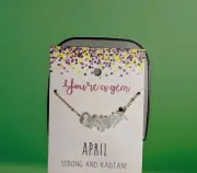 Handmade April Opalite Stone Necklace Gold Accent "Strong And Radiant"