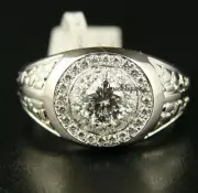 Men's 2.5 Ct Genuine D/VVS Moissanite Nugget Statement Ring 925 Silver