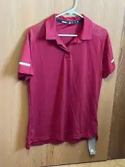Adidas Team Iconic Polo Burgundy/White Climalite Women’s Sz L