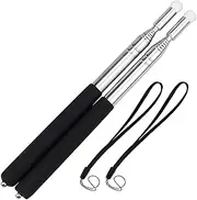 Pointer Sticks, 2 Pieces Extendable Pointing Stick for Teachers 1m Retractable Telescope Pointer with Lanyard for Coach Class Classroom Whiteboard Post Pointer - Black