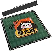 Mahjong Mat Card Table Cloth, Mahjong mat Green with Cute Panda Print and Noise Reduction Board Game Table Mat Tabletop Gaming Mat with Bag(43.3x43.3inch/110x110cm)