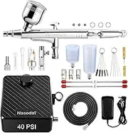 Upgraded Dual-Action Airbrush kit with 40PSI Air Compressor Air Brush Model Paint for Car Nail Makeup Cake Decoration Art Drawing Craft Tattoo