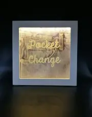 White Square POCKET CHANGE LED Light Up Money Box Change Savings Gift