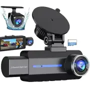 Dash Cam Front and Rear, 2.5K+1440P Triple Car Camera with 32GB Card, 3 Chann...
