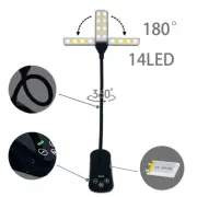 Rechargeable Book Light 14 LED for Reading at Night in Bed 3 Colors 8 Brightness