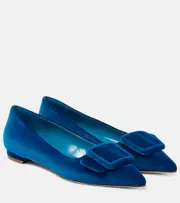 [Manolo Blahnik] Manolo Blahnik Maysale velvet ballet flats AU 6 blue
