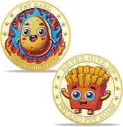 BHealthLife Funny Motivational Challenge Coin - Fried Potato Encouragement Coins - Office Desk Accessories Funny Gifts for Coworkers Employees Friends Family Women Men