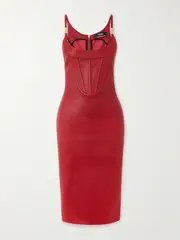 [Versace] Versace - Embellished Leather Bustier Dress - Red - IT38 IT 38 Red