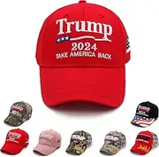 [homeSlik] Trump 2024 Hat MAGA Hat Embroidered Take America Back Donald Trump Slogan USA Adjustable Baseball Cap for Woman Men