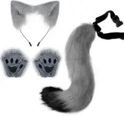 Furry Fox Tail Ear Gloves Headband Set Party Costume Dress up Furry Fox Tail Ext