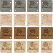40PCS Handmade PU Leather Label Clothing Hand Made Embossed Tag Embellishment Kn