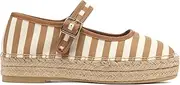 [Molozoey] Women's Mary Jane Woven Espadrilles Ballet Flats for Women Outsole Canvas Summer Ballerina Flats.