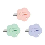 3 Pcs Cloud Shaped Retractable Box Cutters, Pink/Purple/Green (1.8x1.8Inch)