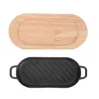 Cast Iron Griddle Grilled Fish Platter Dish Steak Pan Grilling Plate