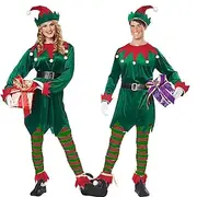 Elf Outfits Christmas Dress Elf Costume Cosplay Costumes Men's Women's Christmas Carnival Masquerade Special Christmas Adults Party Christmas Top Belt Stocking