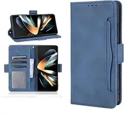 Asuwish Compatible with Samsung Galaxy Z Fold 4 5G 2022 Wallet Case and Card Holder Stand Leather Flip Cell Accessories Phone Cover for Gaxaly ZFold4 Z4 Fold4 4Z ZFold45G Women Men Blue