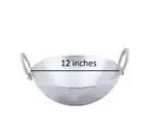 Aluminum Wok Kadai Kadhai Karahi Deep Frying and Cooking Pot 2 Handle Balti 12in