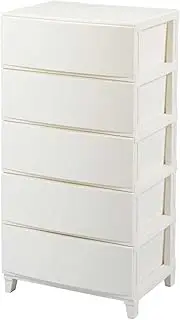 Sanka Rooms Storage Chest, White, White, Wide, 5 Tiers (Width 21.3 x Depth 16.5 x Height 42.1 inches (54 x 42 x 107 cm), Pull Out and Tighten Drawers, Scratch-Resistant Matte Processing Panel, Easy